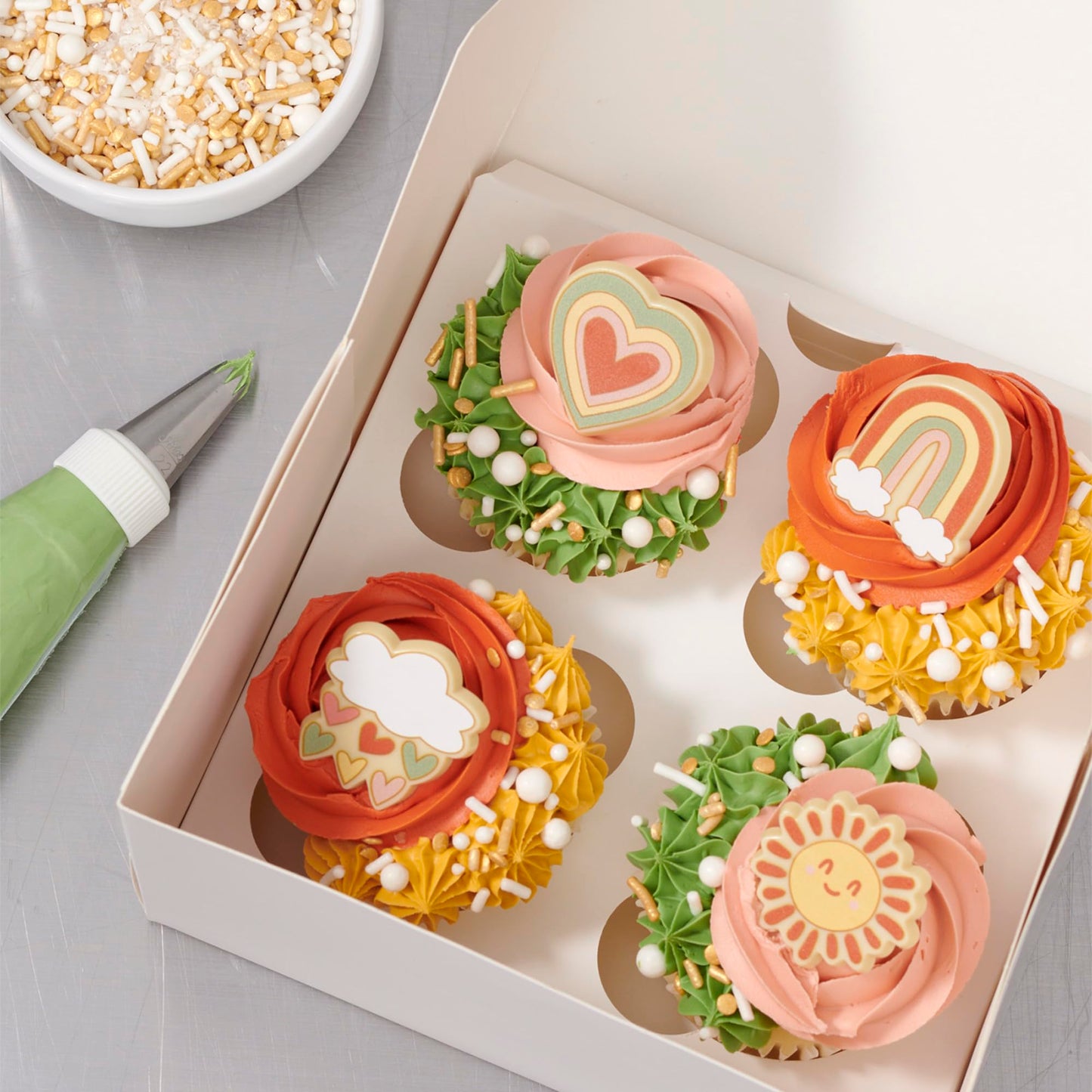 Decopac Gold Celebration Wishes Fusion Mix Candy Sprinkles, 26Oz, Fancy Festive Sprinkles In Handheld Container, Edible Sprinkles For Celebration Cakes, Cupcakes, Cookies And Donuts For Christmas