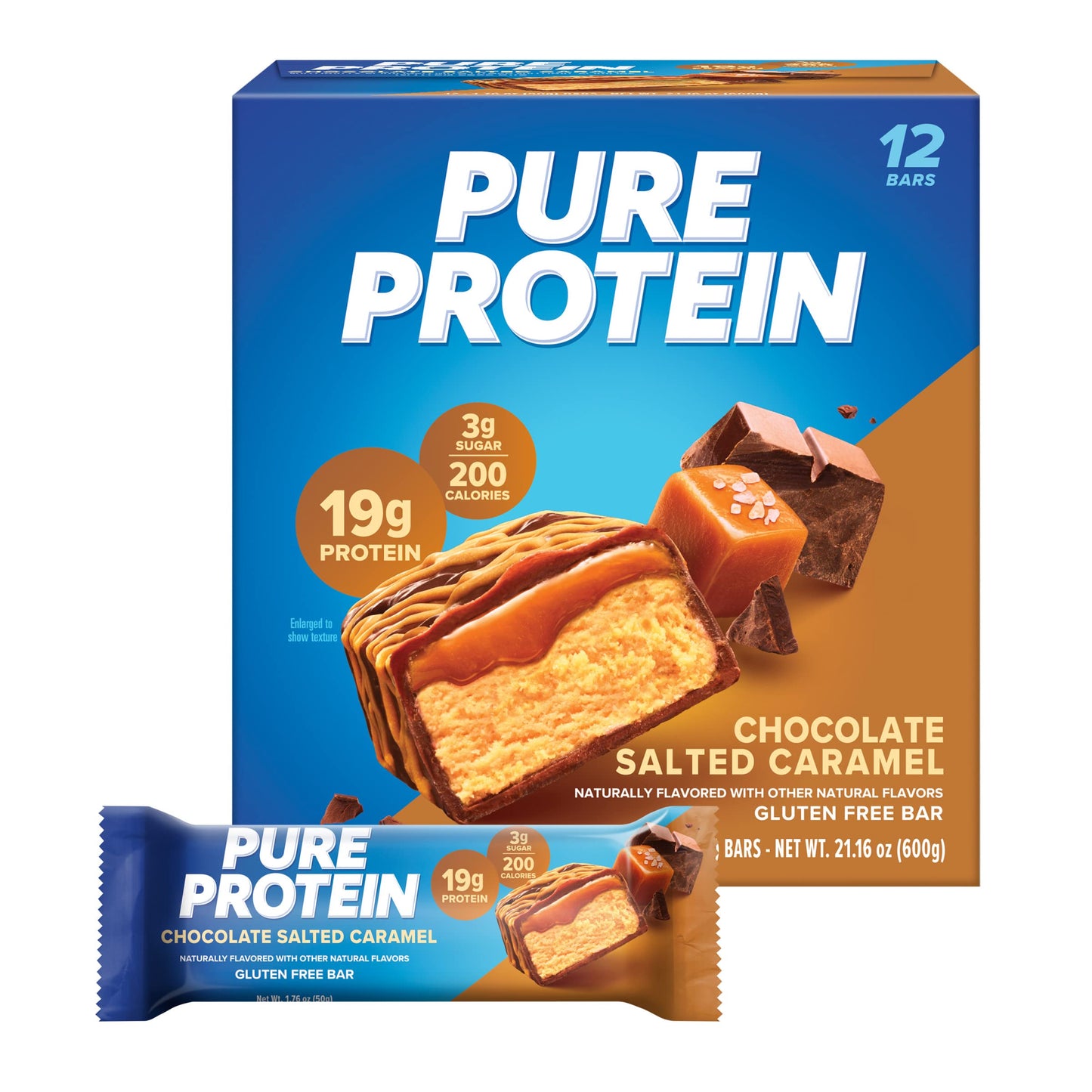 Pure Protein Bars, High Protein, Nutritious Snacks To Support Energy, Low Sugar, Gluten Free, Chocolate Salted Caramel, 1.76 Oz.
