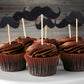 50 Pieces Mustache Cupcake Toppers Mustache Birthday Cake Topper Black Glitter Mustache Dessert Toppers For Baby Shower Kid'S Bi