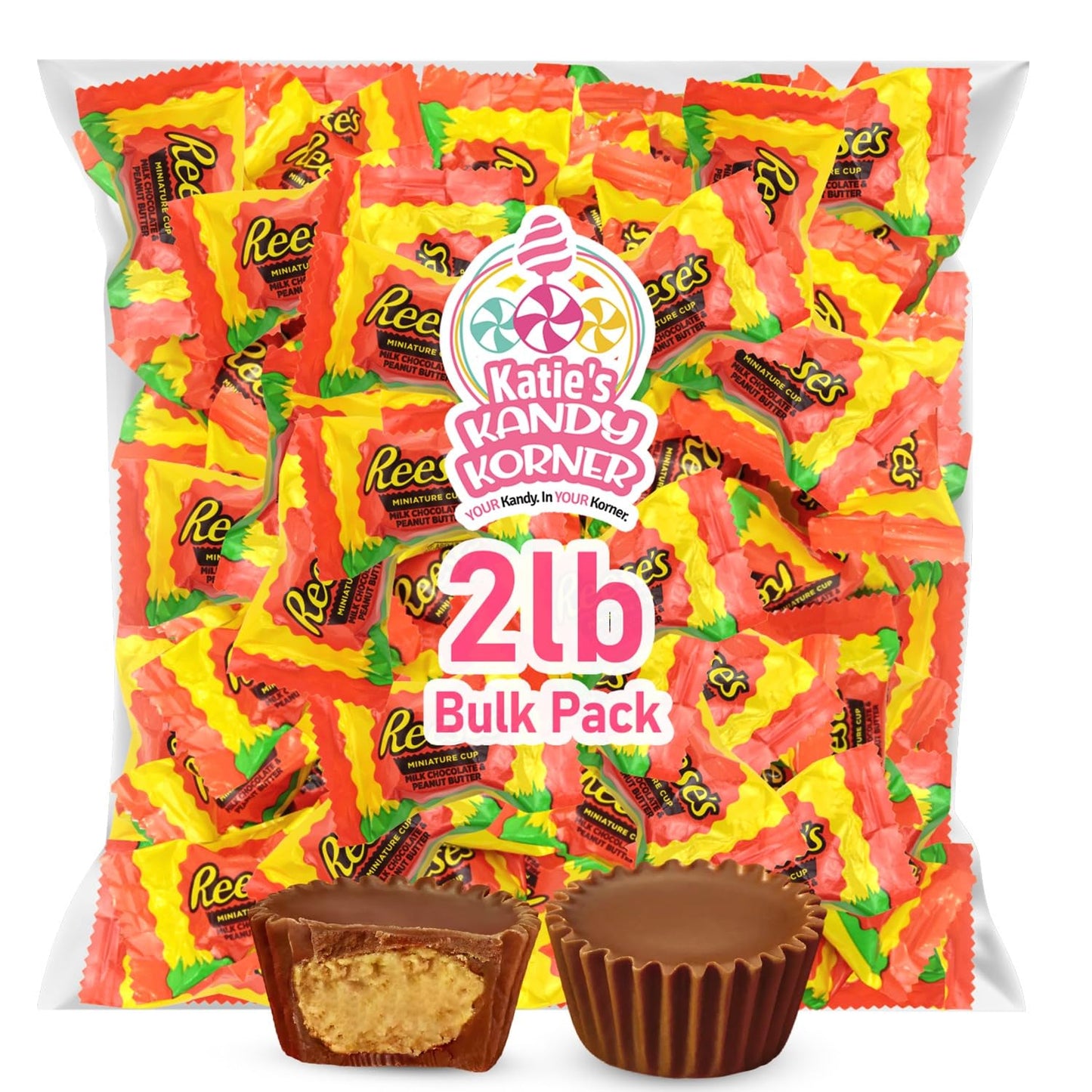 ReesesChocolate Peanut Butter Cups, 2lb Pack of Bulk Chocolate Candy, Ideal for Sharing with Family, Friends and Seasonal Festiv