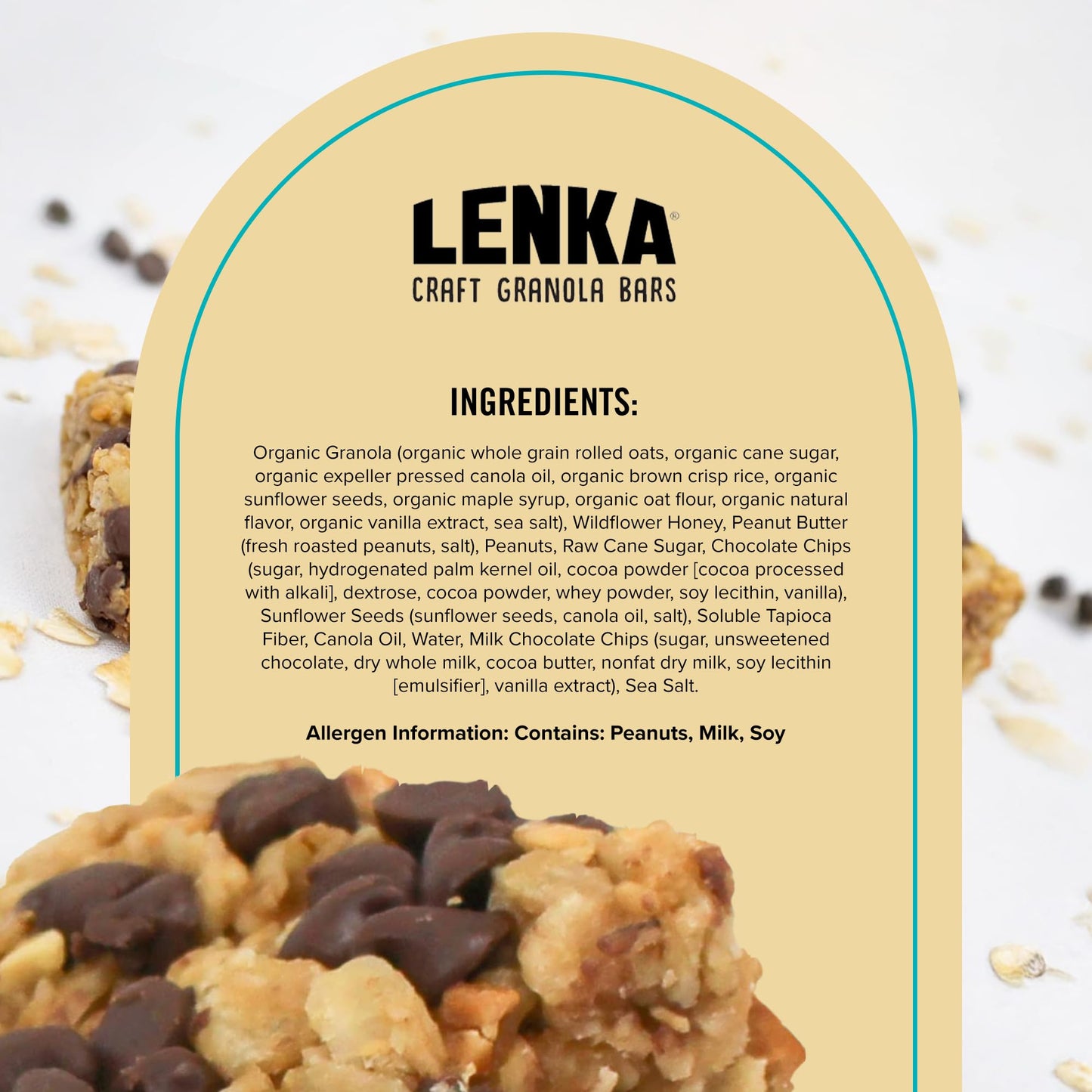 Lenka Handmade Craft Granola Bars - Peanut Butter & Chocolate Gluten Free High Fiber - Nutritious Snack Bar With Organic Granola