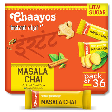 Chaayos Instant Tea Premix - Masala Chai Flavour - Low Sugar (36 Sachets) | Instant Tea | Tea Premix | Masala Tea | Masala Chai 