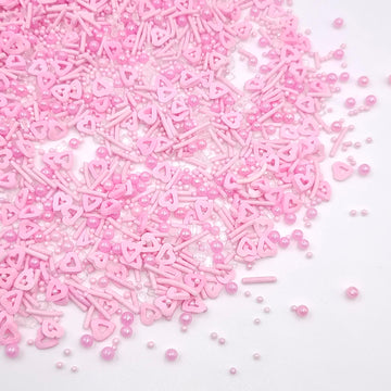 Sentovac Edible Pink Heart Mix Sprinkles For Decorating 1 Bottle 3.35Oz/ 95G | Cake Cupcakes And Ice Cream Topper Decorations