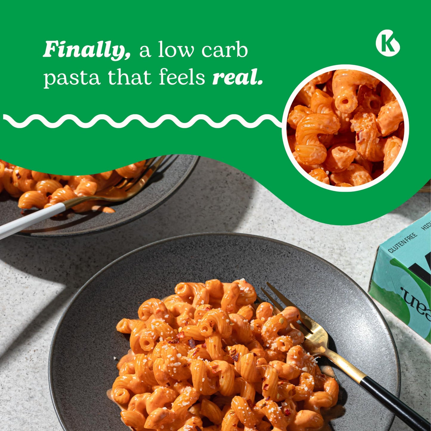 Kaizen Low Carb Keto Pasta Cavatappi - High Protein (20G), Gluten-Free, Keto-Friendly (6G Net), Plant-Based Lupini Noodles Made