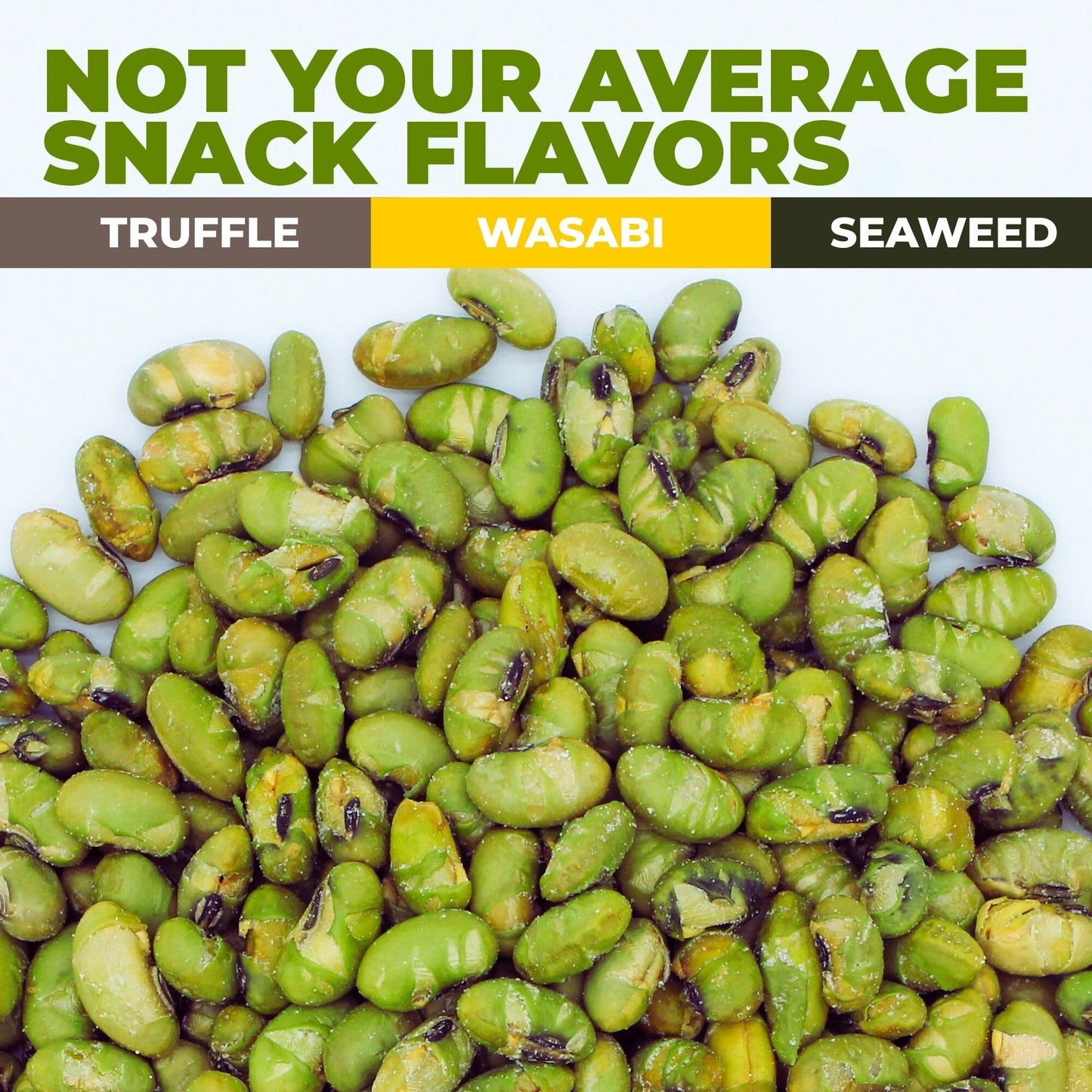 Crunchy Dry Roasted Edamame Beans Snack by Zest Delites, Truffle - Seaweed - Wasabi, Vegan, Low Calorie (120cal) High Protein Sn