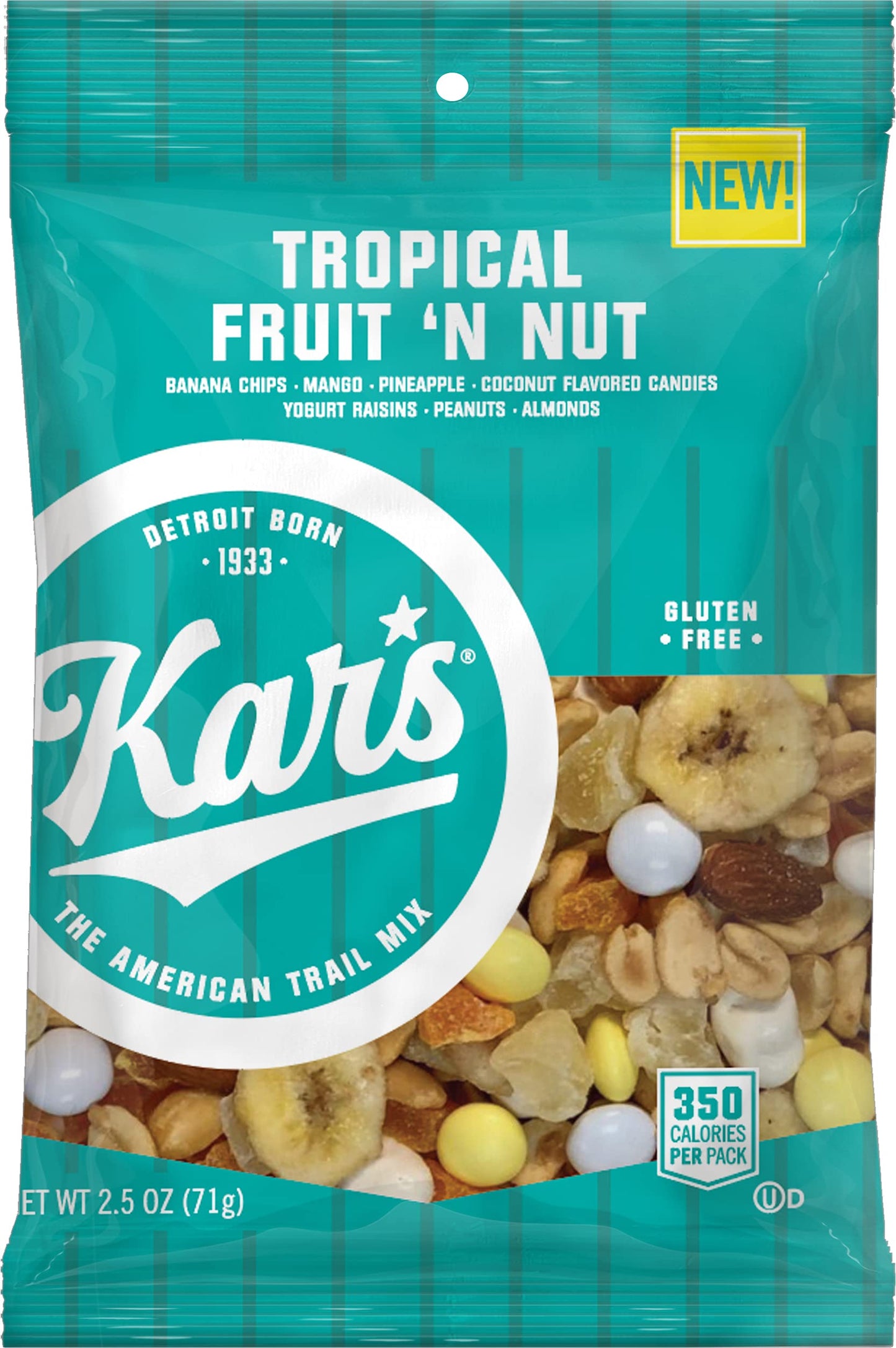 Kars Nuts Tropical Fruit N Nut Trail Mix, 2.5 oz Grab & Go Bags, Individual Snack Packs (Pack of 42), Gluten-Free Trail Mix Snac