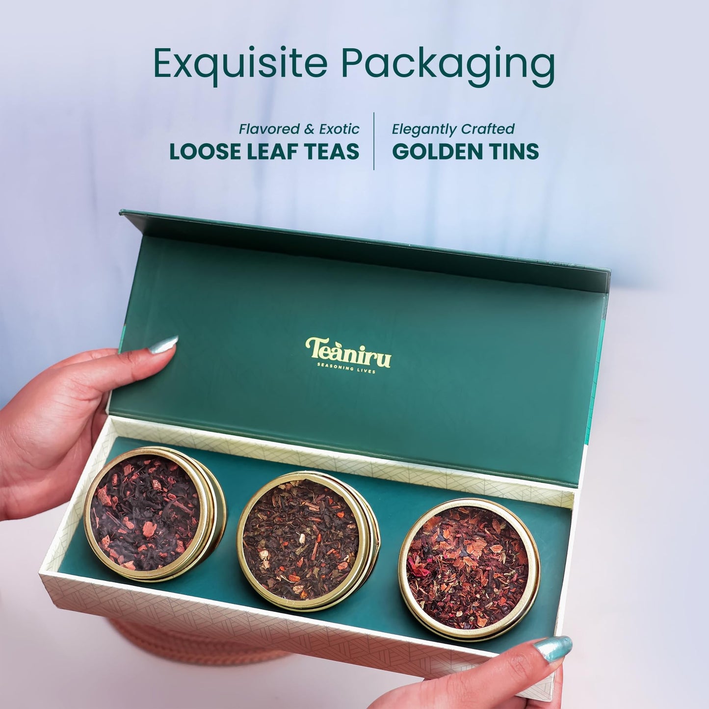 Teaniru, Novelty Tea Gift Box - 1 Carton (Box Of 20) | Assorted Loose Leaf Tea Sampler Gift - 3 Flavors In Luxury Gift Box | Bul