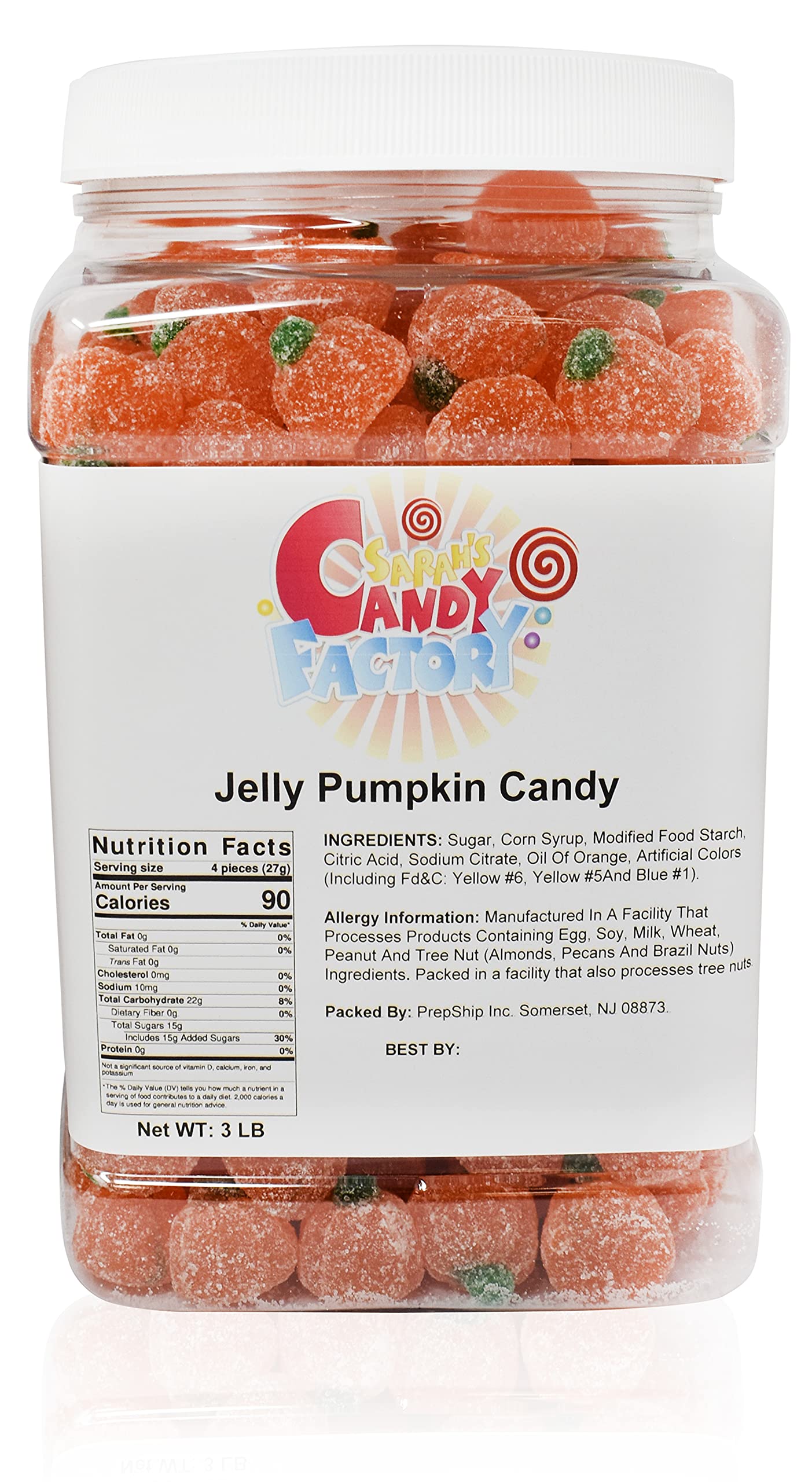 Sarah s Candy Factory Soft Jelly Pumpkin Candy in Jar, 3 Lbs
