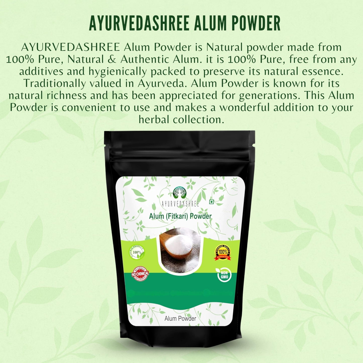 AYURVEDASHREE Alum Powder - Food Grade Granulated Powder, 200 Gm (7.05 Ounce) - Preservative for Pickles, 100% Pure Potassium Alum