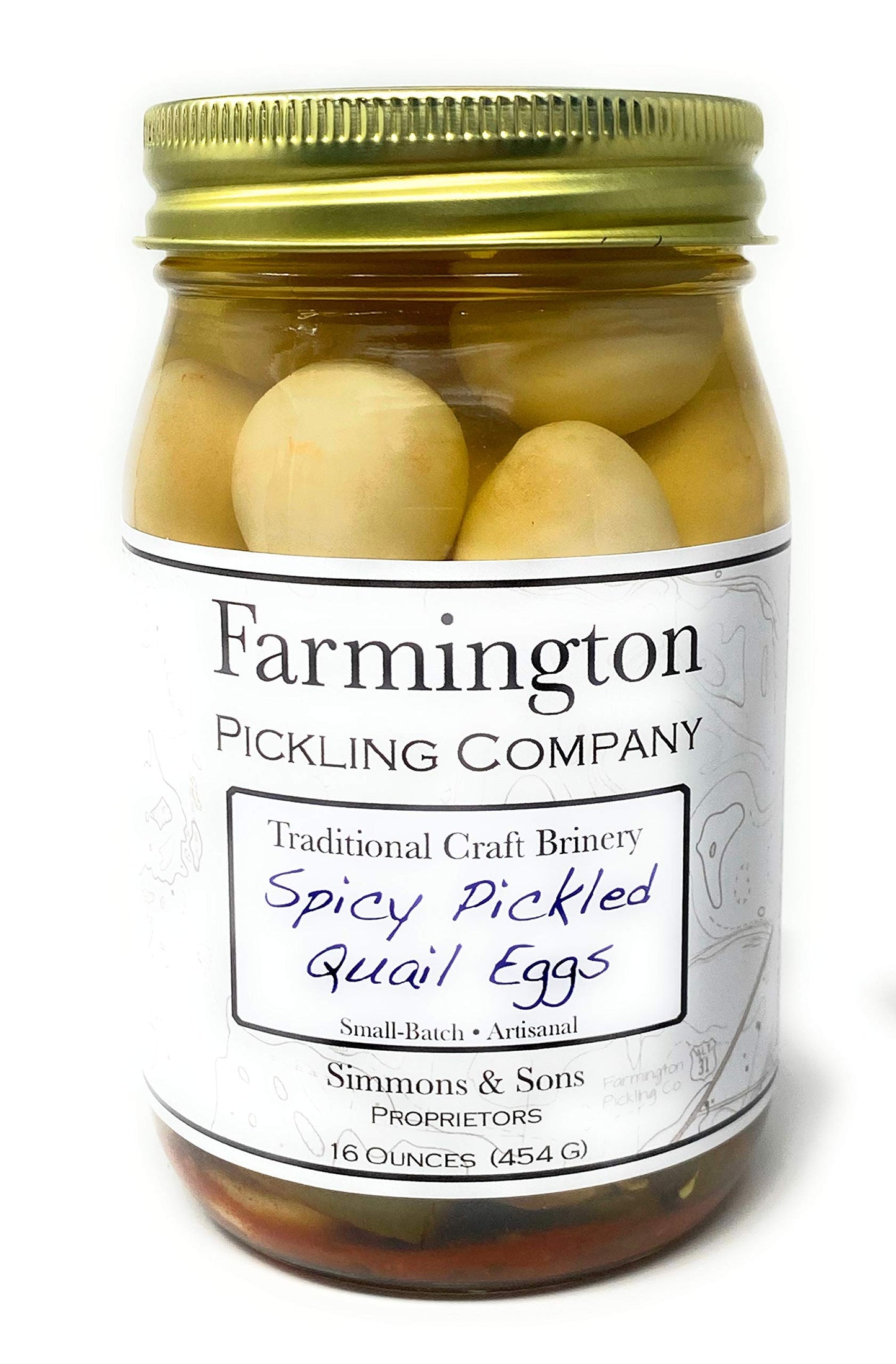 Farmington Pickling Company Pickled Quail Eggs - Spicy Flavor, 16 Ounce Jar