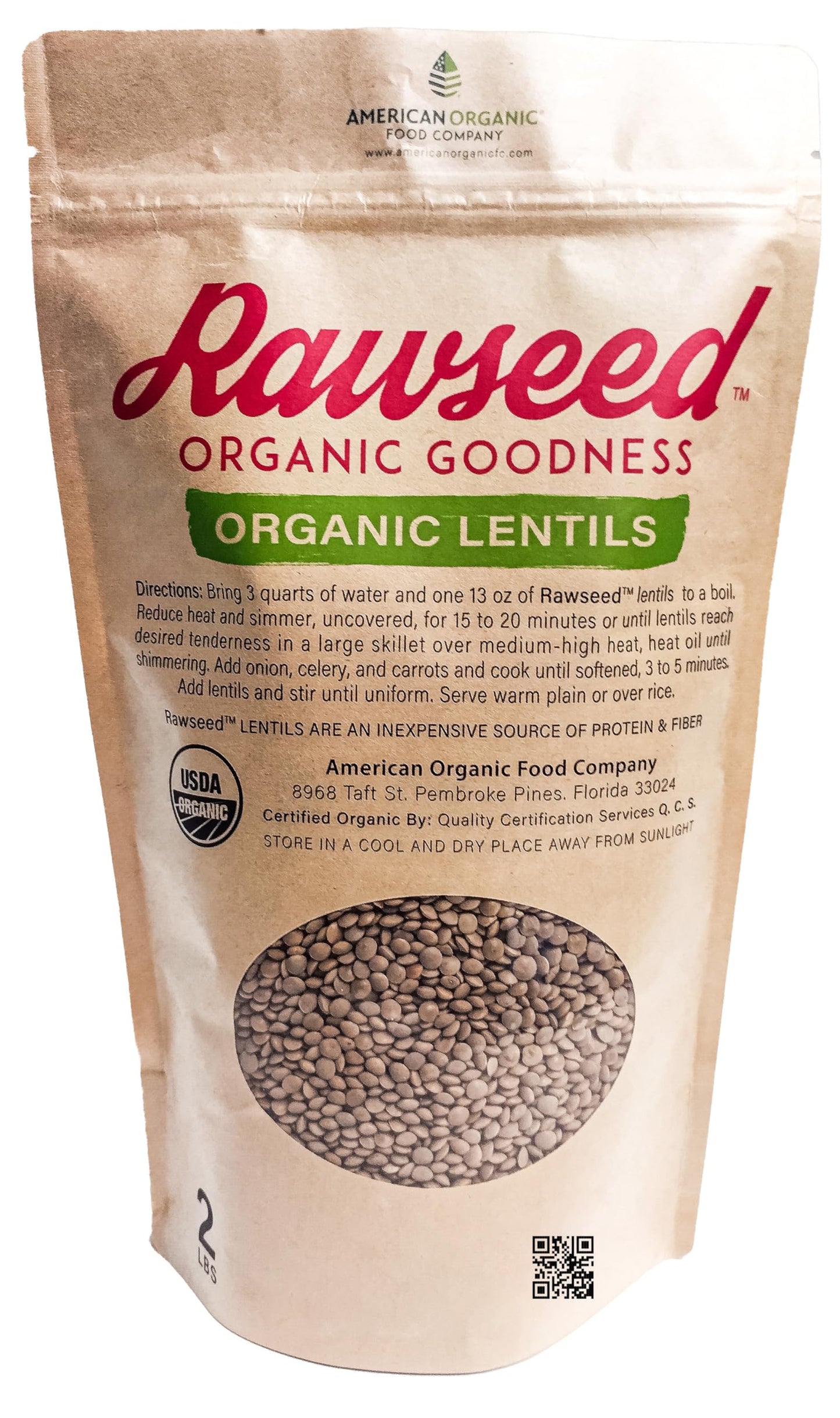 Rawseed Organic Certified Lentils Multi-Color 2 Lb 4 Pack Containing: Black, Orange, French, & Brown (1 Bag Of Each). This 4 Pac