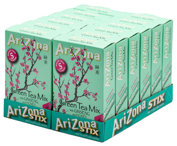 Arizona Green Tea With Ginseng Sugar Free Iced Tea Stix, Low Calorie Single Serving Drink Powder Packets, 10 Count (Pack Of 12)