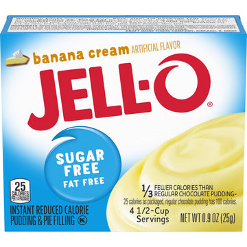Jell-O Instant Banana Pudding & Pie Filling, Sugar-Free, Fat Free, 0.9 oz Boxes, Pack of 6