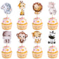 40 PCS Jungle Animals Cupcake Toppers Elephant Giraffe Lion Hippo Monkey Tiger Zebra Safari Animals Cupcake Picks for Zoo Woodla