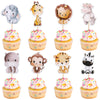 40 PCS Jungle Animals Cupcake Toppers Elephant Giraffe Lion Hippo Monkey Tiger Zebra Safari Animals Cupcake Picks for Zoo Woodla