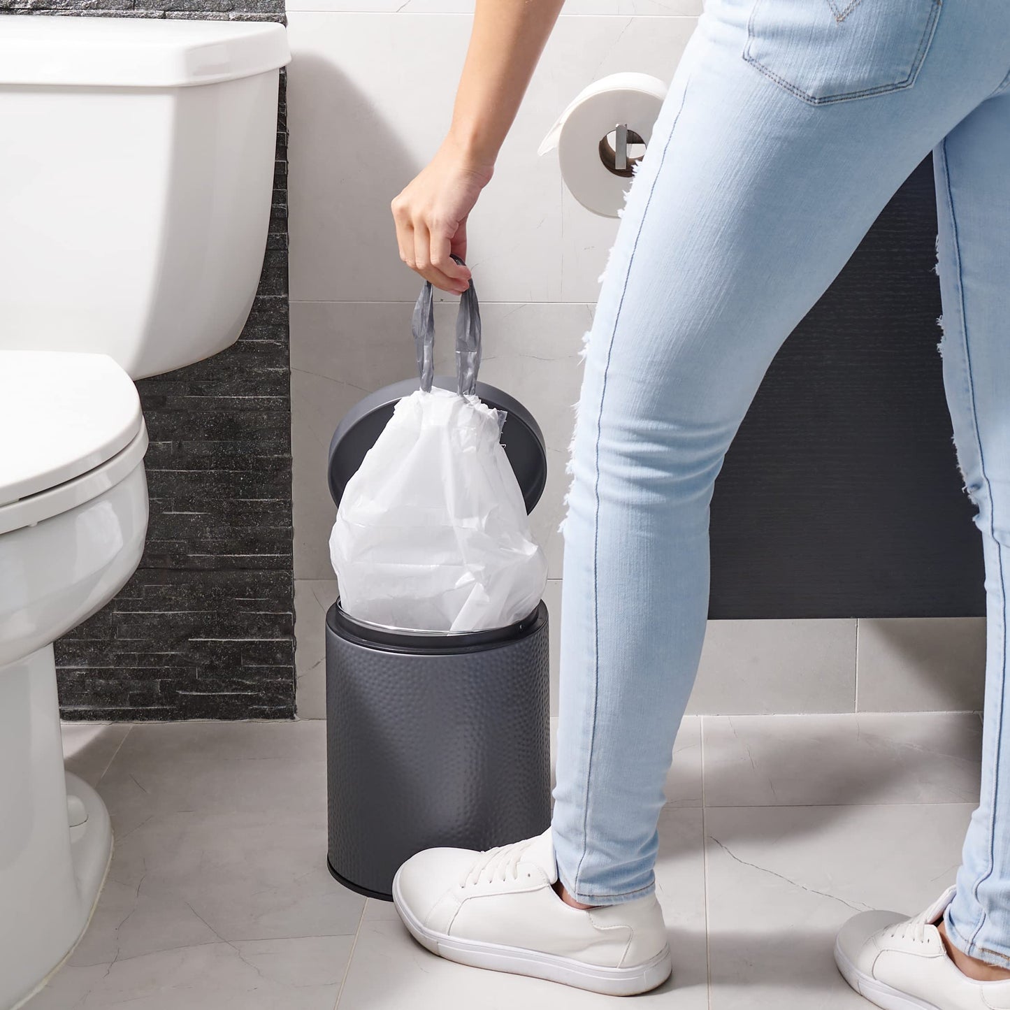 Plasticplace Simplehuman (X) Code C Compatible White Drawstring Garbage Liners 2.6-3.2 Gallon / 10-12 Liter, 100 Count