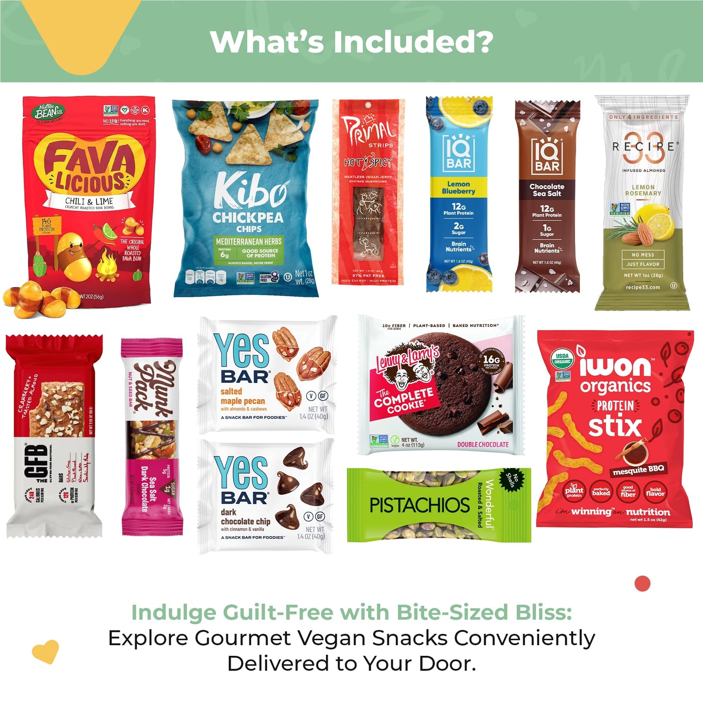 Vegan High Protein Snack Box - Assorted Vegan Protein Snacks For Healthy On-The-Go - Delicious High Protein Vegan Snack Box - Pe