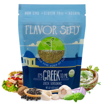 Flavor Seed Organic Greek Seasoning Blend, Mediterranean Herbs & Spices, 5 oz Shaker Jar, Non-GMO, Keto Friendly