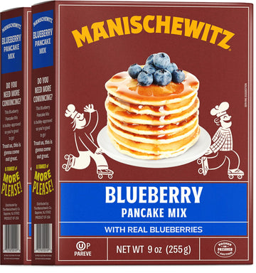 Manischewitz Real Blueberry Pancake Mix, Dairy Free, 9oz (2 Pack) with Real Blueberries Kosher (including Passover) Easy Prep!