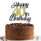 Sumerk Happy 40Th Birthday Cake Toppers Black & Gold Glitter 40Th Birthday Cake Decorations 40 Cake Topper For Birthday Party