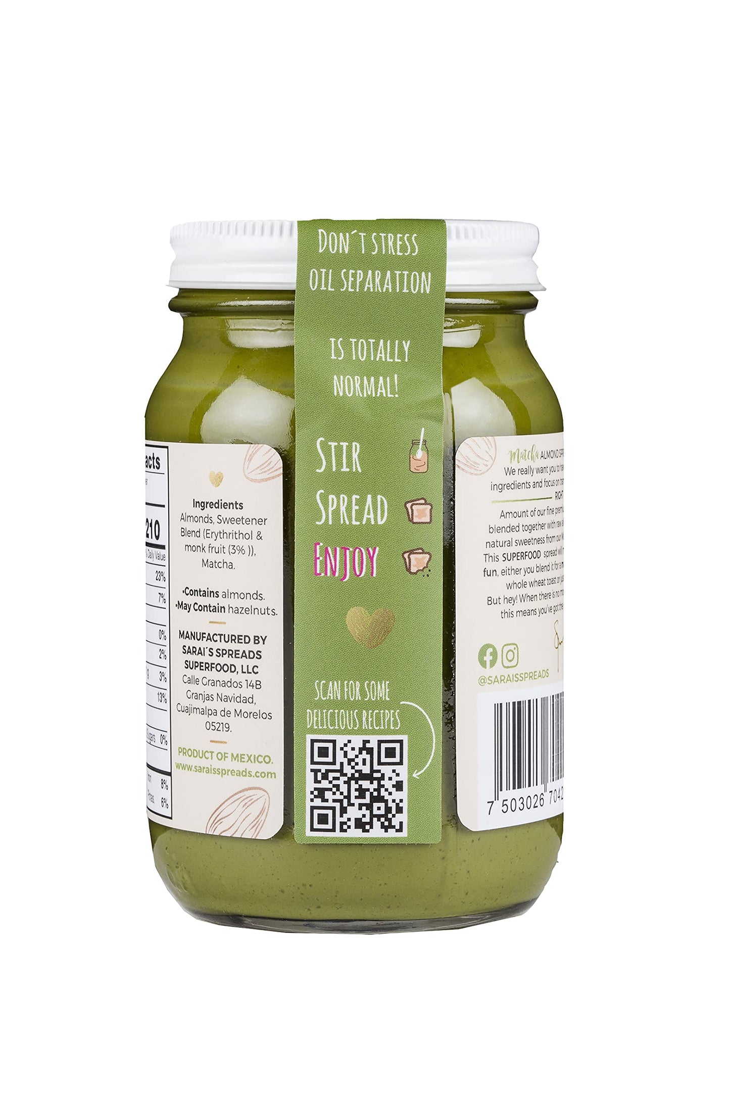 Sarais Matcha Almond Nut Butter, Silky Smooth, Paleo, Vegan, Gluten Free, Kosher, 8.11 Ounce (Engish Version)