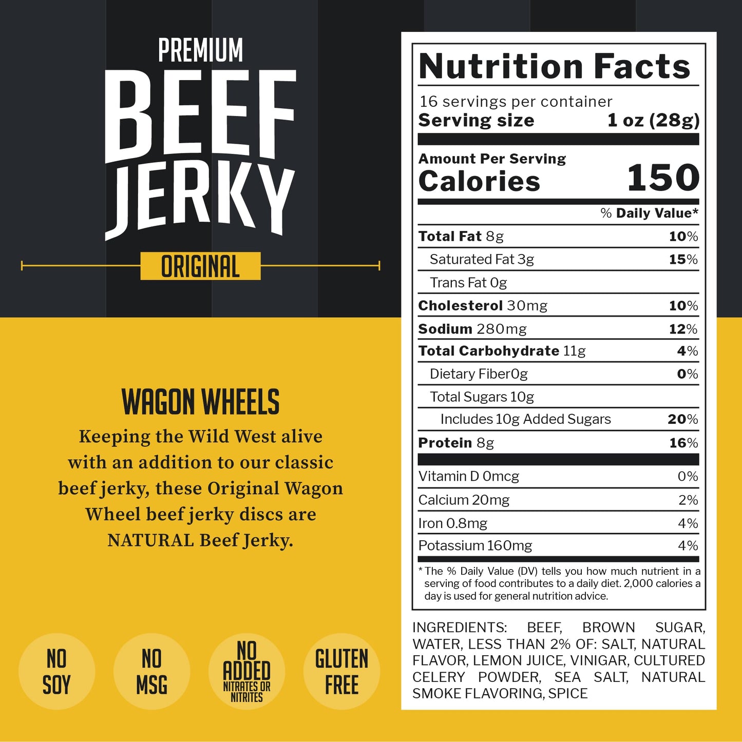Top Notch Jerky Wagon Wheels - High Protein Beef Jerky Snacks for Kids and mature-themeds, 16 Ounce Pack