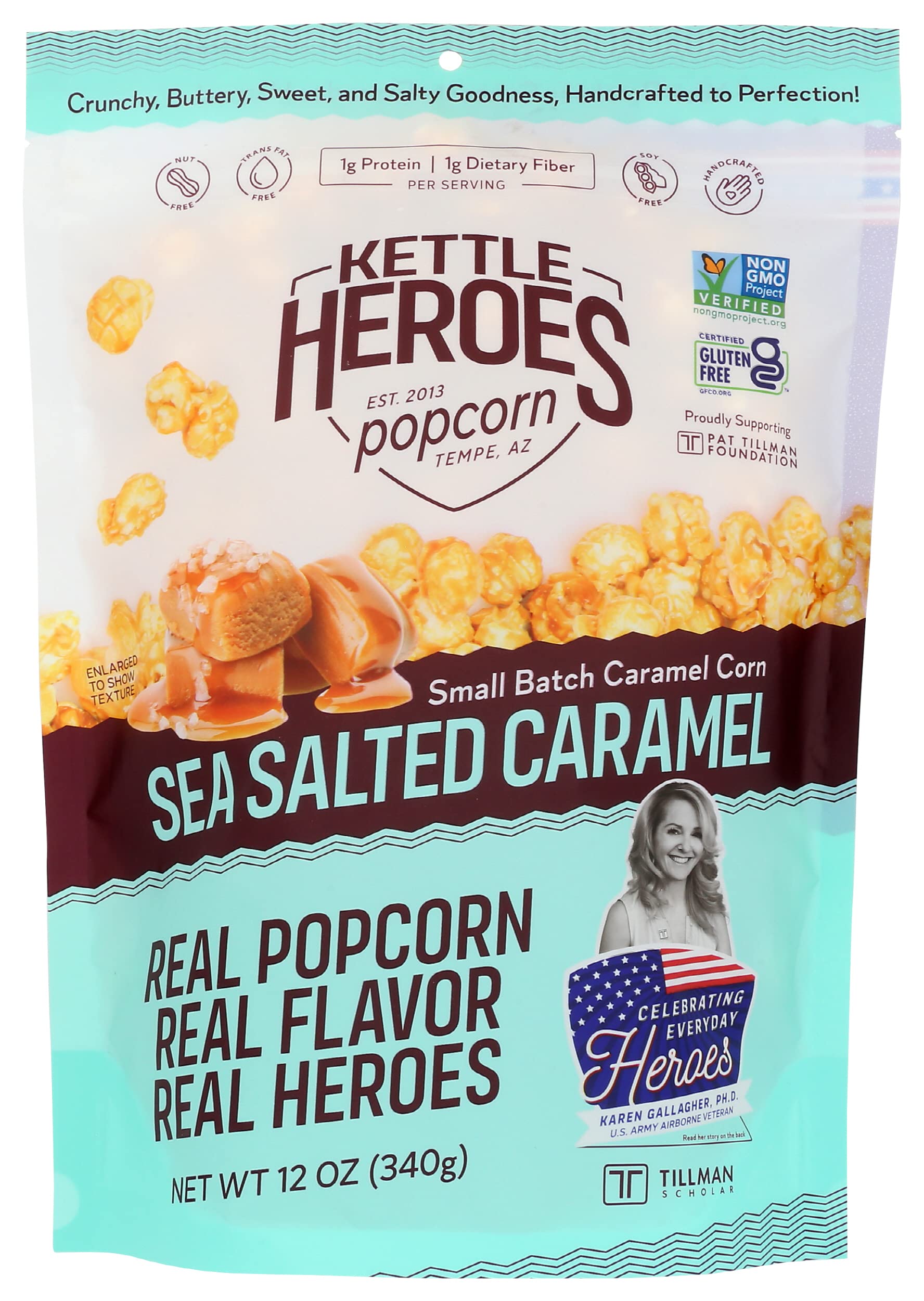 Kettle Heroes Popcorn, Sea Salted Caramel Flavor, Small Batch Caramel Corn, Handcrafted, No Trans Fat, Kosher, Soy Free, Gluten 