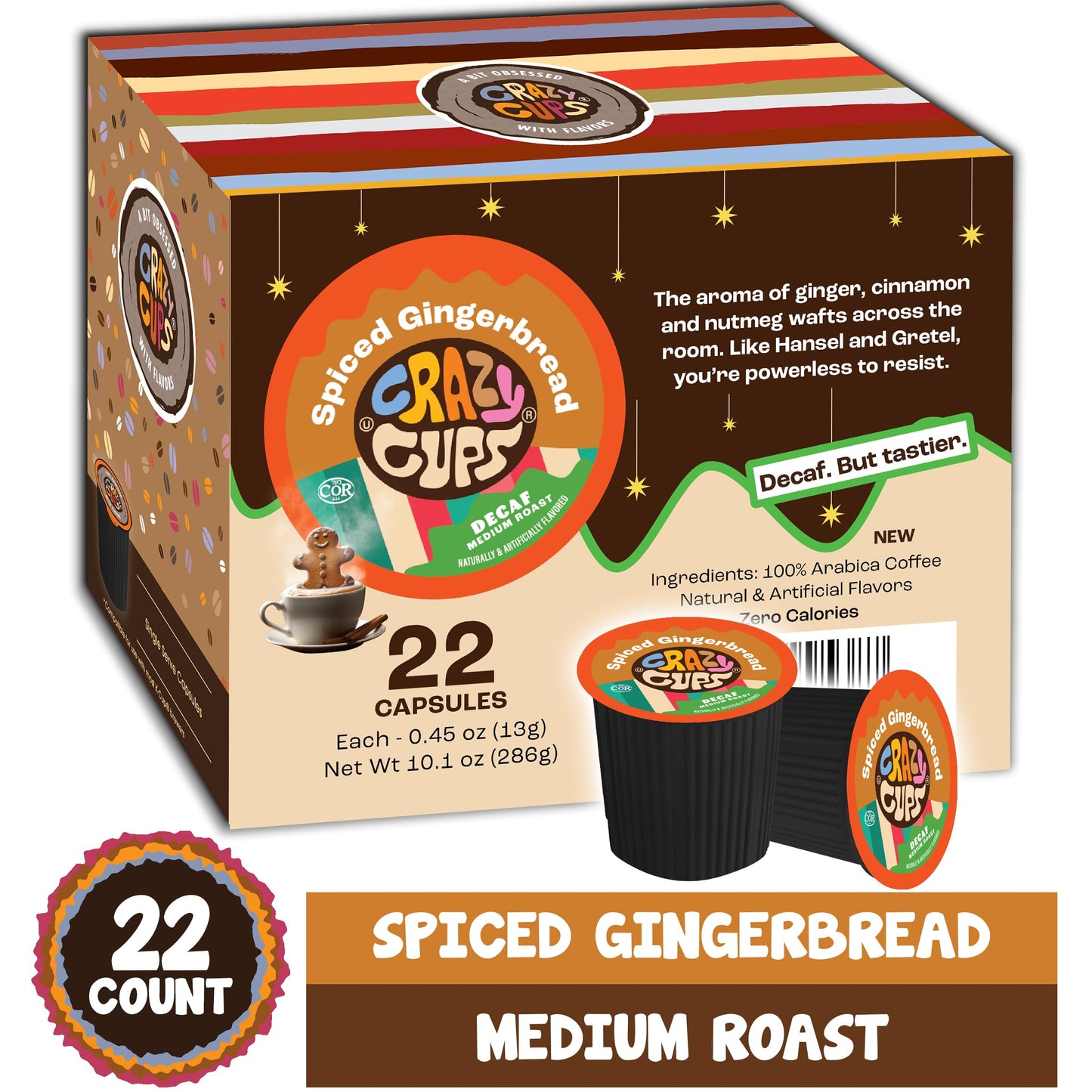 Crazy Cups Spiced Gingerbread Decaf 22Ct