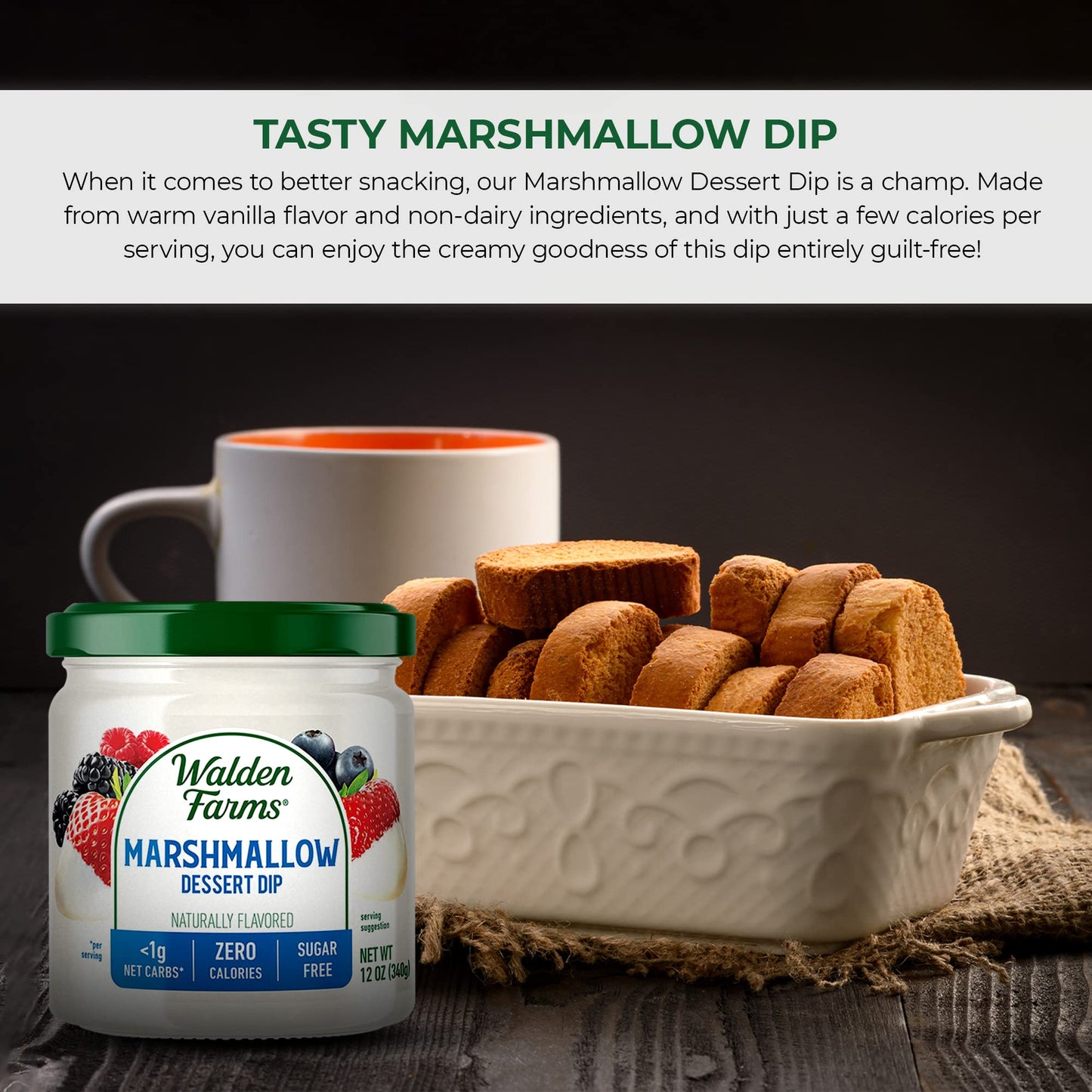 Walden Farms Marshmallow Dipping 12 Oz Jar - Smooth & Creamy, Vegan, Paleo And Keto Friendly, 0G Net Carbs - Perfect For Fruit P