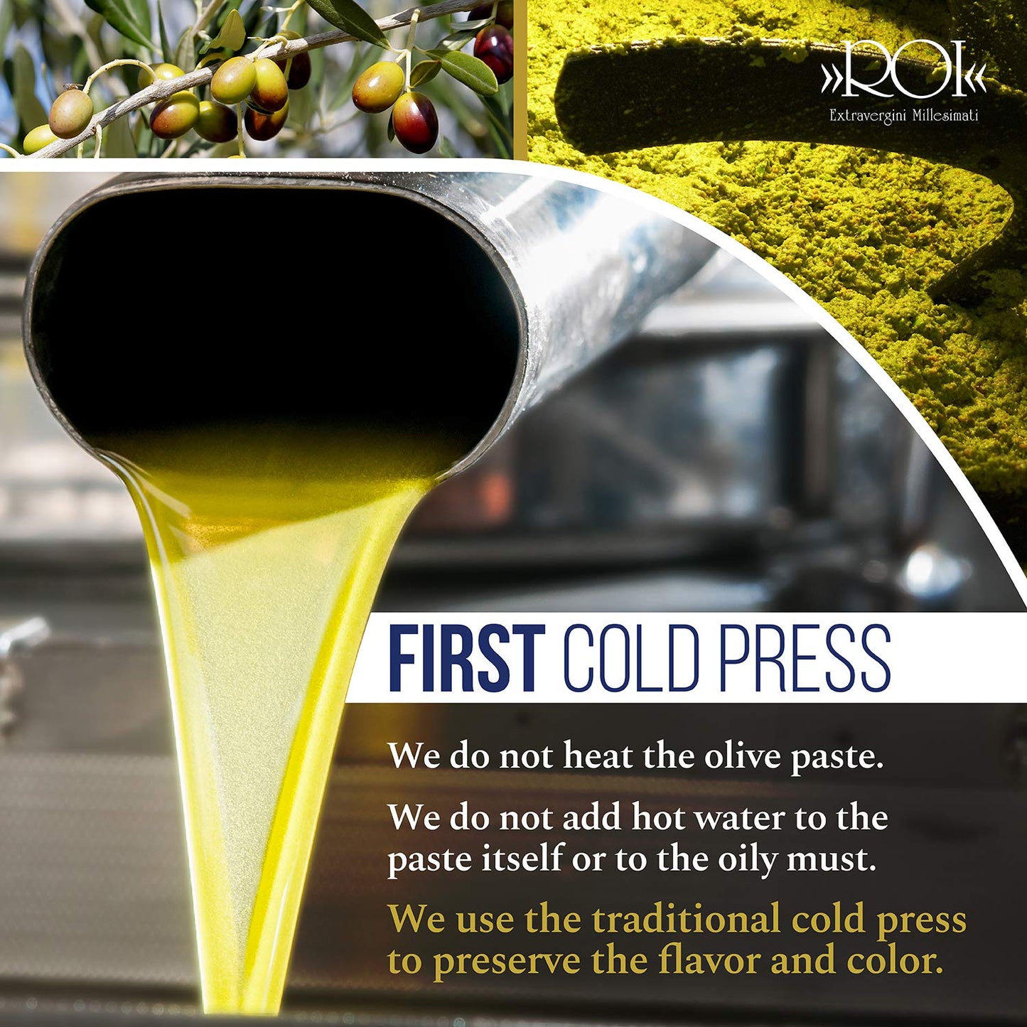Roi Extra Virgin Olive Oil from Italy - Cucina Ligurian Olive Oil from Italy, First Cold Pressed, Pure, Polyphenol Rich EVOO, 34