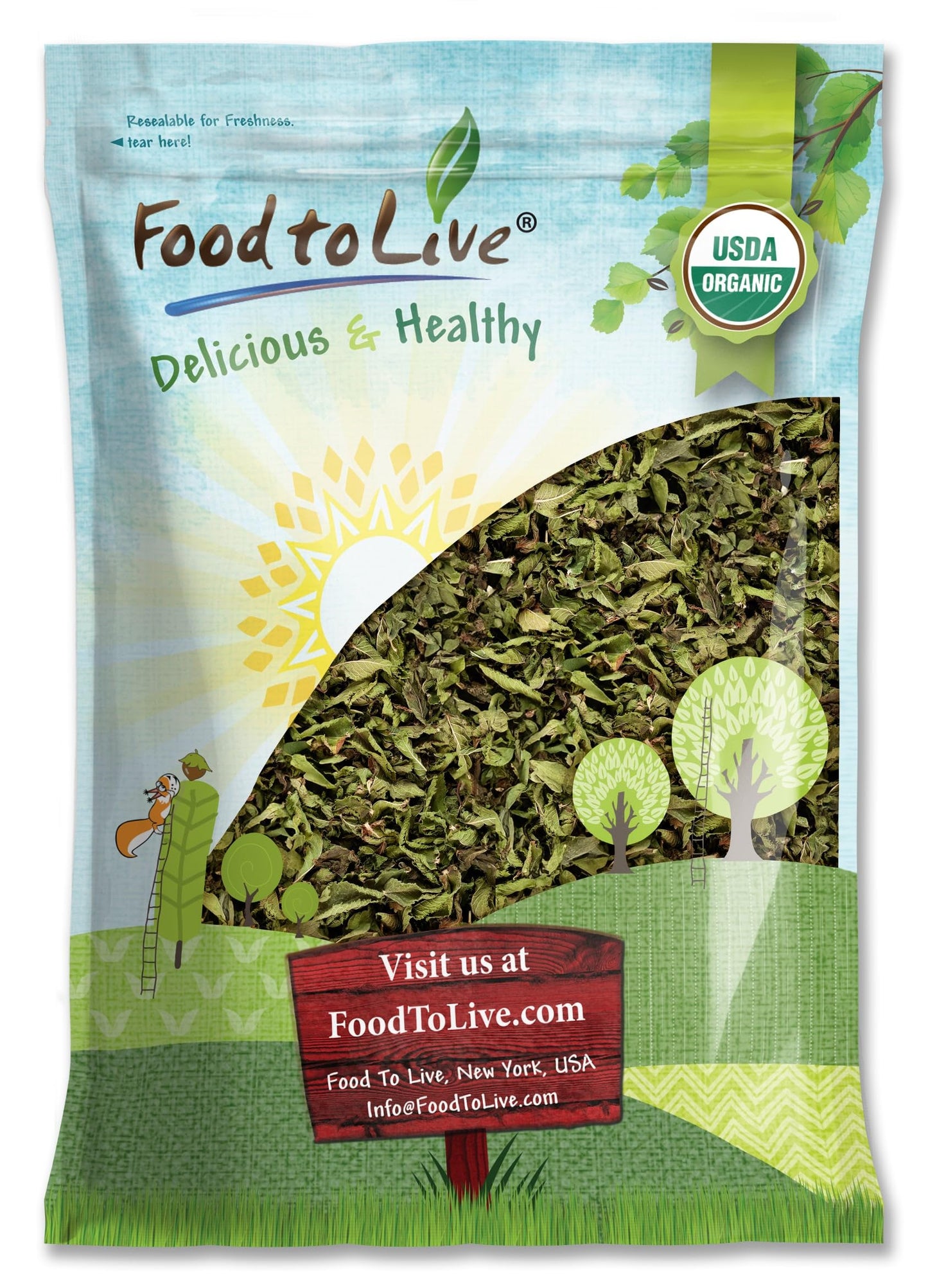 Food to Live Organic Peppermint Leaves, Dried & Cut, Non-GMO, 1.5 Pounds