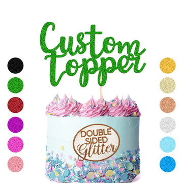 Personalized Cake Topper Birthday Cake Toppers 11 Colours Wedding Cake Topper With Any Text Numbers Double Sided Glitter Cake Decoration For Anniversary Baby Shower(Green)