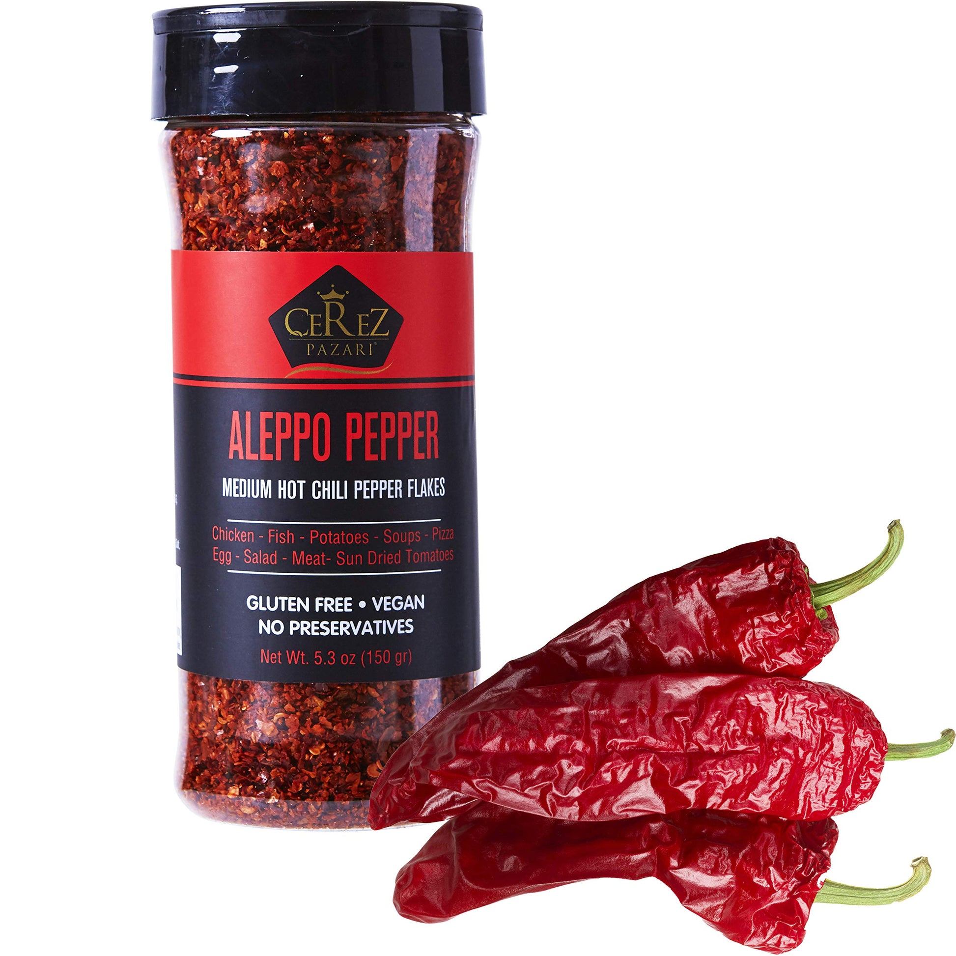 Cerez Pazari Aleppo Pepper Moderate Heat 150 Gr | Crushed Turkish Red Chili Pepper-Aleppo Chili Flakes,Maras Chili Pepper | Hala