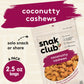 Snak Club Coconutty Cashews, Kettle Cooked Fancy Cashews with Toasted Coconut, Gluten-Free and Kosher Snack, 2.5 oz Snack Bags,