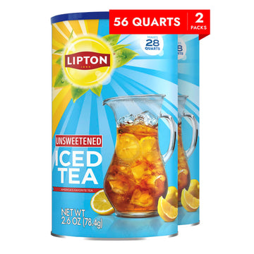 Lipton Iced Tea Mix  Unsweetened Lemon Flavor Black Iced Tea  Makes 28 Quarts (Pack of 2)