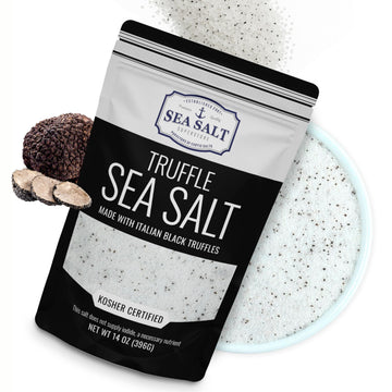 Italian Black Truffle Sea Salt  Natural Black for Soups and Sauces  Smooth & Rich Truffle Infused Gourmet Salt  14 oz Bag  Caravel Gourmet