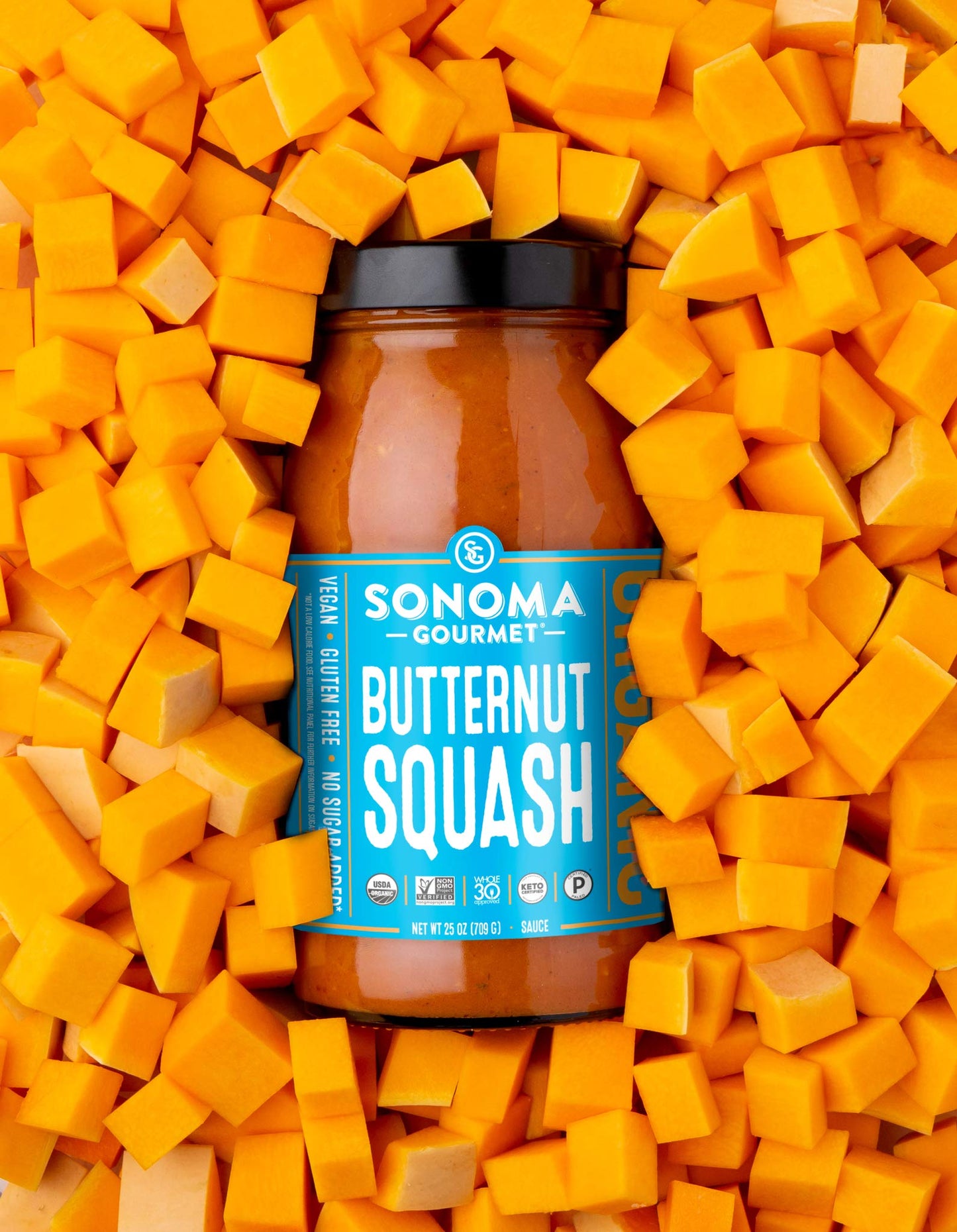 Sonoma Gourmet Organic Butternut Squash Pasta Sauce | Usda Organic, Vegan, Non-Gmo, No Sugar Added And Gluten-Free | 25 Ounce Ja