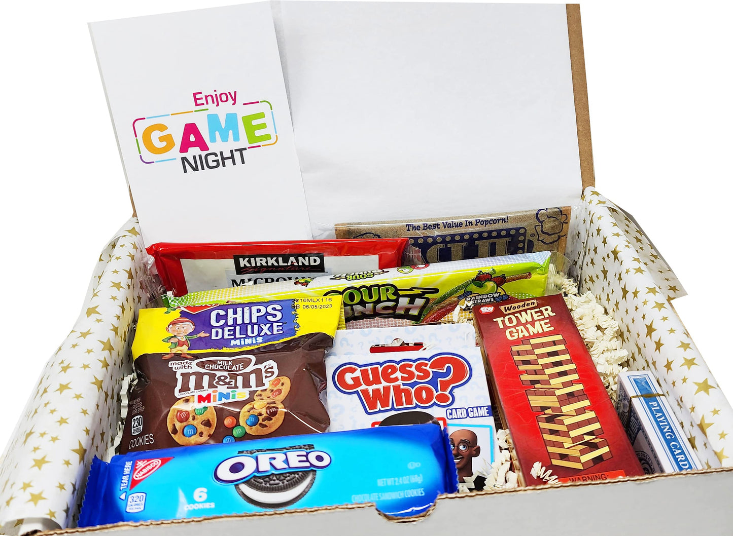 Beyond The Box Game Night Gift Basket with Playing Cards, Snacks, and Candy - 31.9 cm, Ideal for Family, Kids, Teens, and mature-themeds
