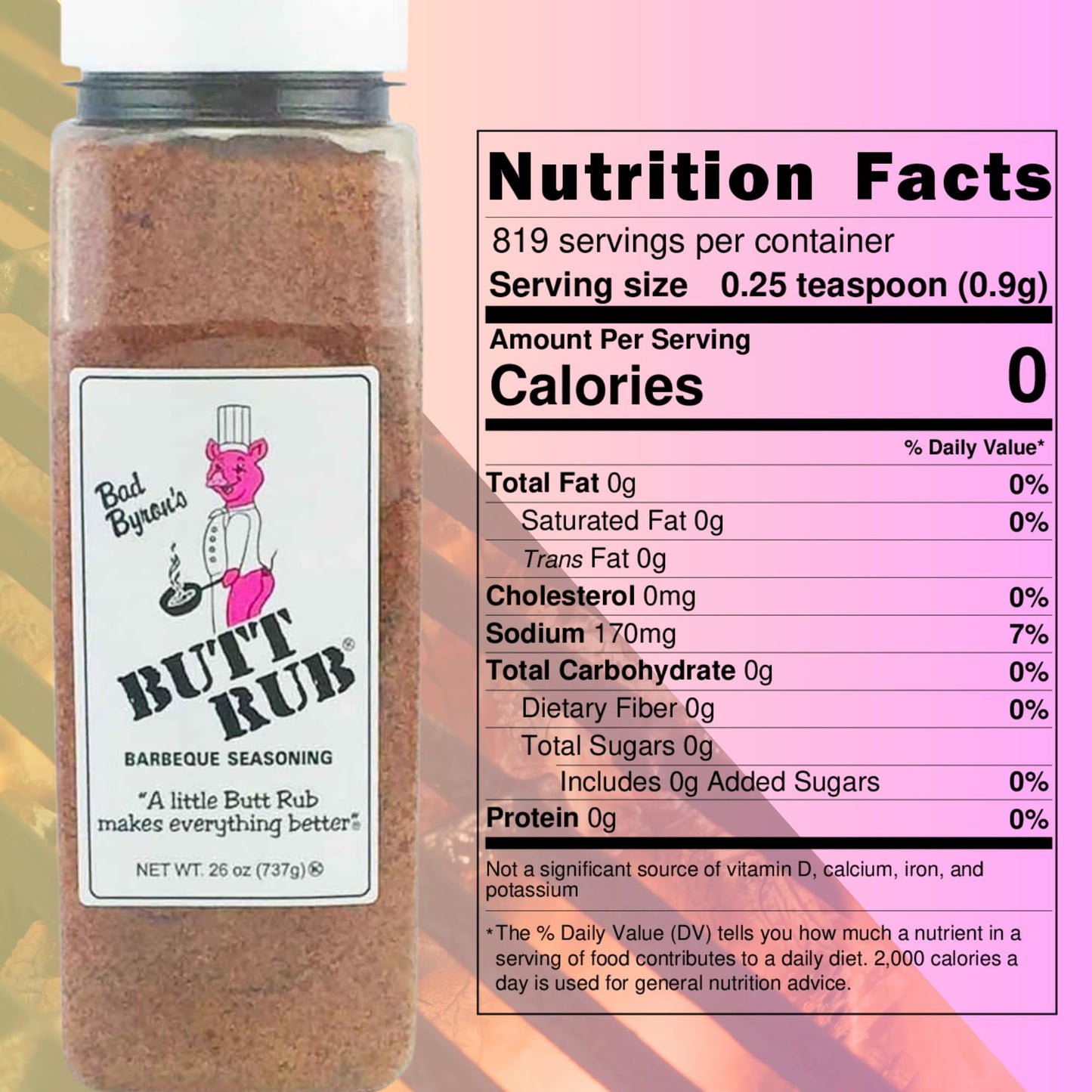 Bad Byrons Butt Rub Barbeque Seasoning - 26 Ounce Shaker Bottle | Award-Winning All-Purpose Dry Rub for Pork  Chicken  Beef & More