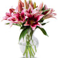 Benchmark Bouquets, 8 Stem Stargazer Lilies, Glass Vase Included, Gift Fresh Flowers For Birthday, Anniversary, Get Well, Sympat