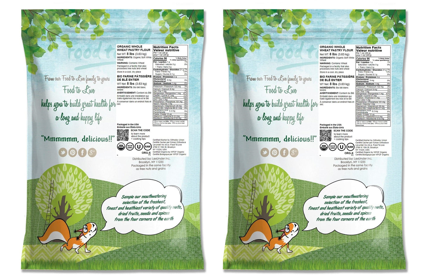 Food To Live Organic Whole Wheat Pastry Flour, 16 Pounds - Non-Gmo, Finely Ground, Unbleached, Unbromated, Vegan, Kosher, All Na