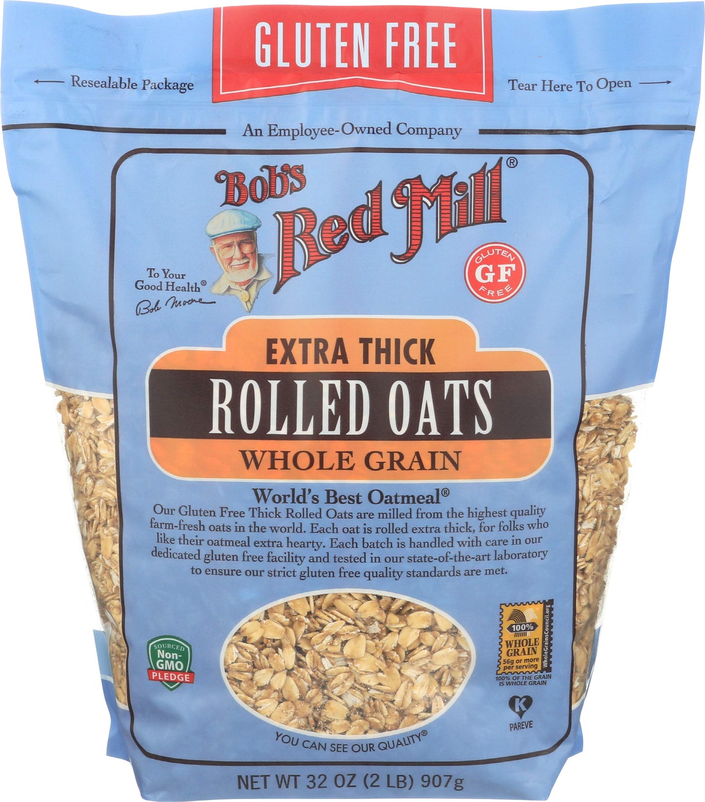 Bob 's Red Mill Gluten Free Extra Thick Rolled Oats, 32 Oz