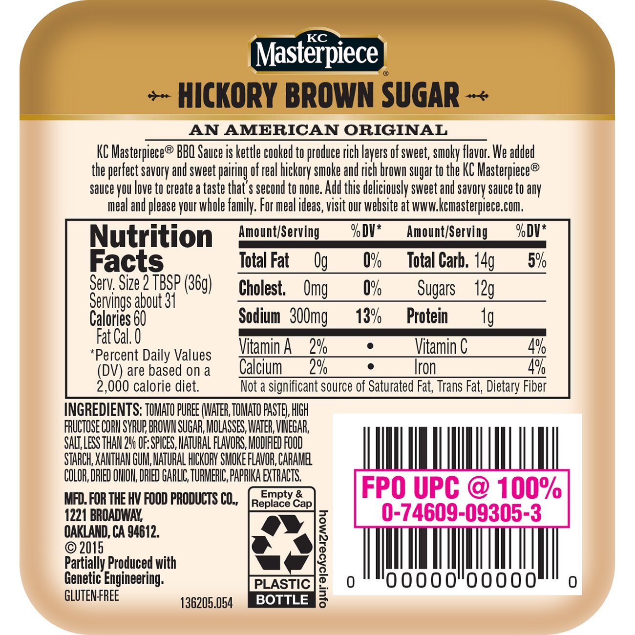 Kc Masterpiece Hickory Brown Sugar Barbecue Sauce, 40 Ounces