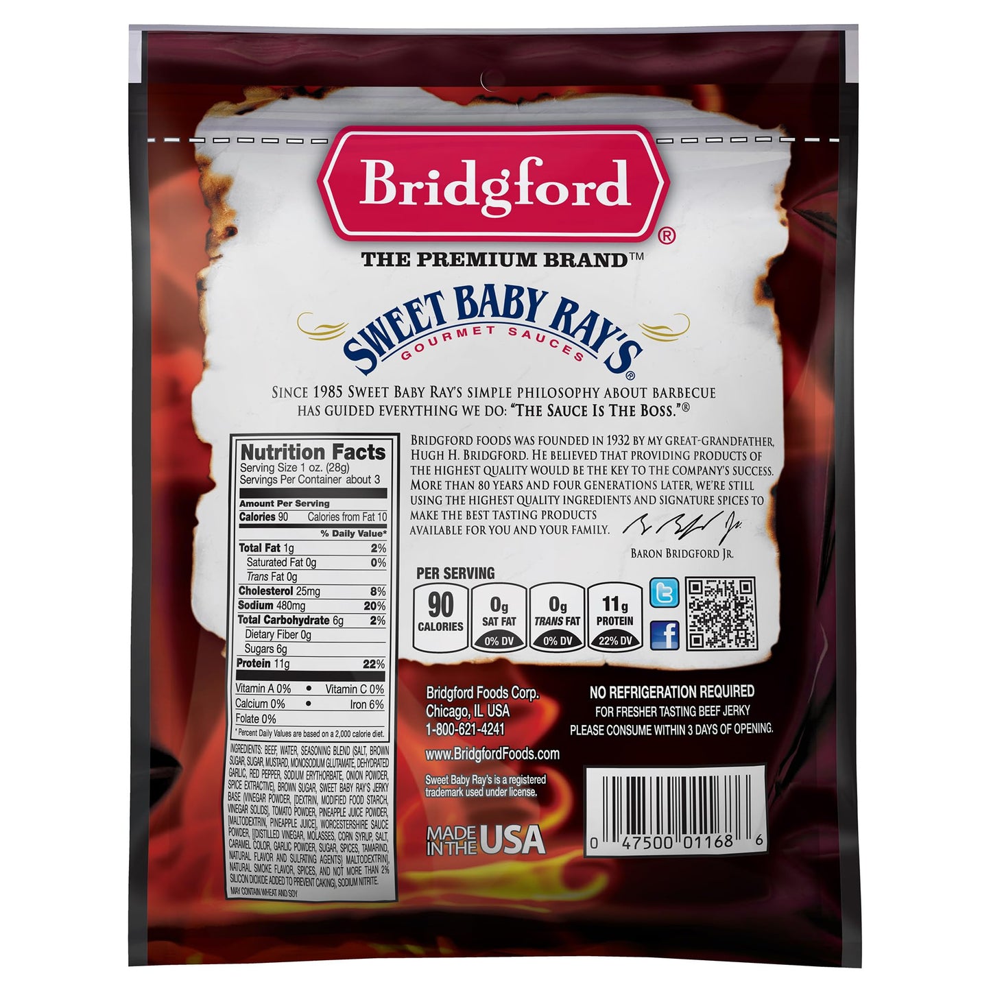 Bridgford Sweet Baby Rays Beef Jerky Original 3.25 Oz Pack Of 2 - Healthy High Protein Beef Jerky For Your Dietary Preferences -
