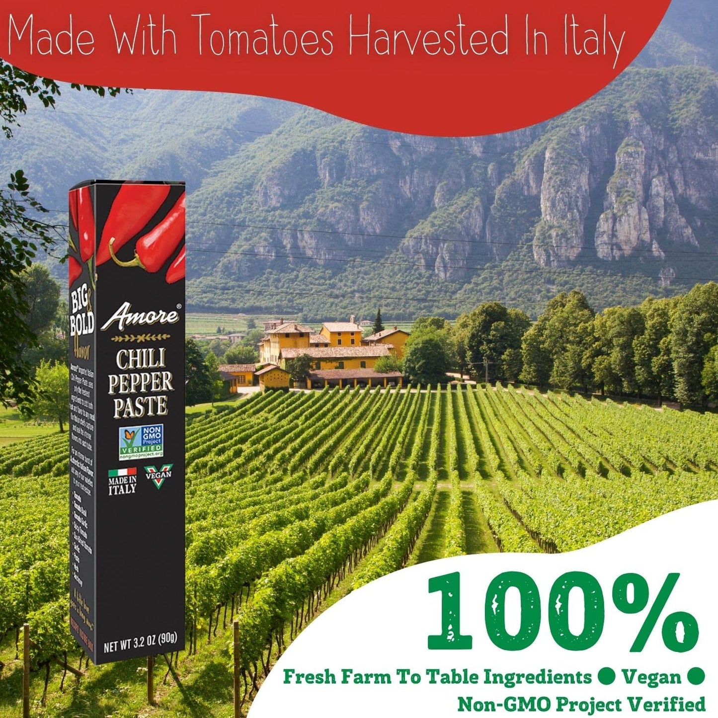 Amore Vegan Chili Pepper Paste In A Tube - Non Gmo Certified And Made In Italy (Pack Of 1)