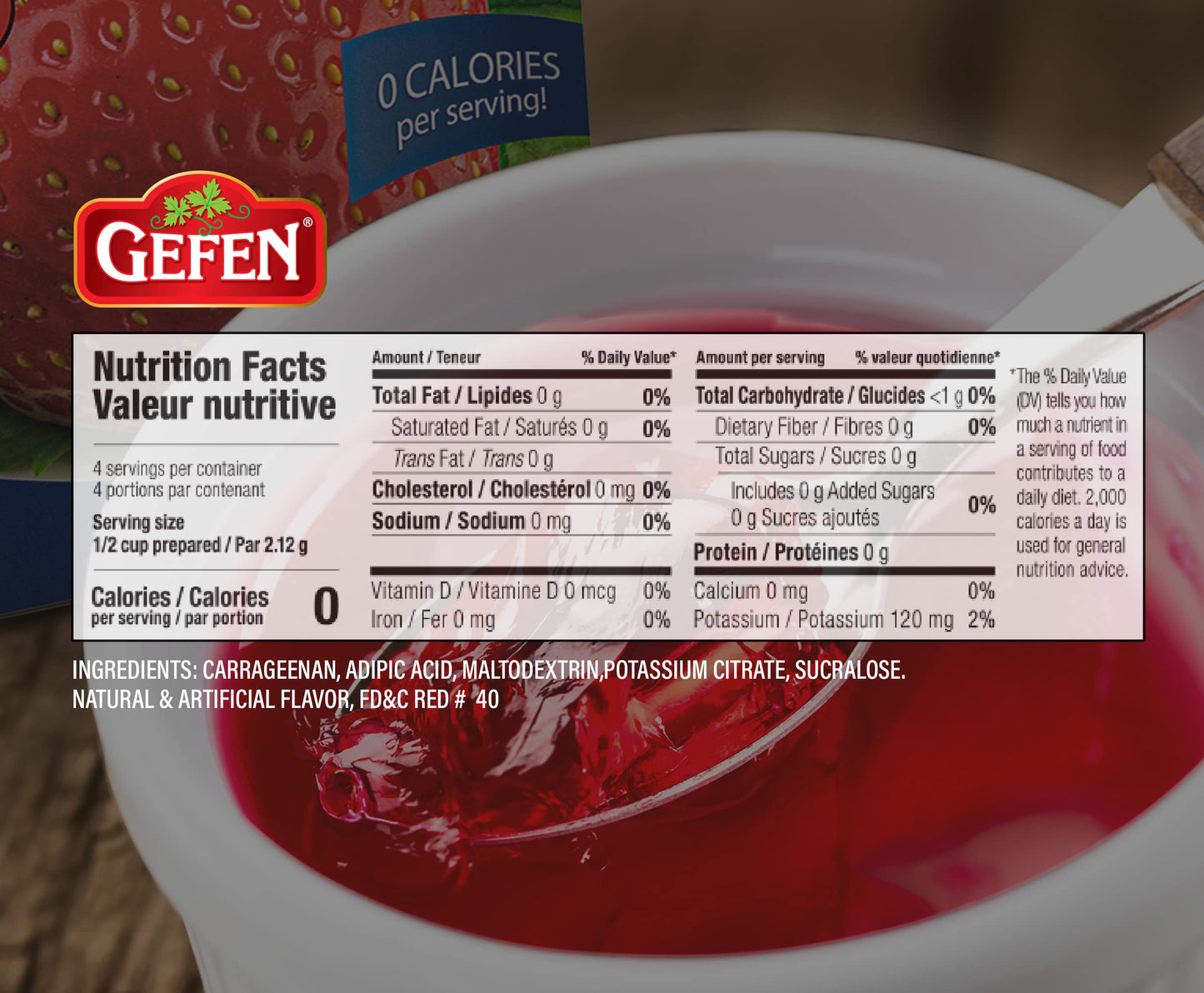 Gefen Sugar Free Strawberry Flavored Jello .35Oz (3 Pack) | Fish Free & Meat Free, Vegan Friendly, Easy To Prepare, Kosher For P