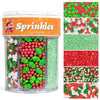 Twisweet Christmas Sprinkles 6 Cell-6.7oz Edible Pearls for Cake Decorating, Red Green Sanding Sugar Sprinkles Xmas Tree Candy C