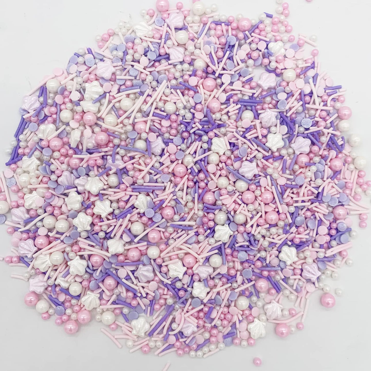 Edible Summer Pink Beach Sprinkles Purple Shell Sprinkles Candy Baking Edible Cake Decorations Cupcake Toppers 120G/ 4.2Oz