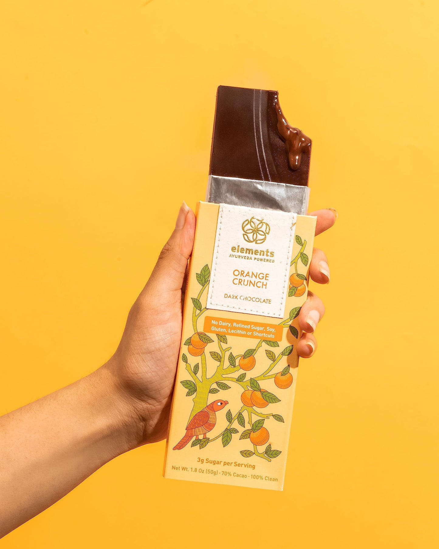 Elements Truffles Orange Crunch Chocolate Bar - Dairy Free, Paleo, Gluten Free, Non-GMO, 4 Count - Healthy Ayurveda Treat