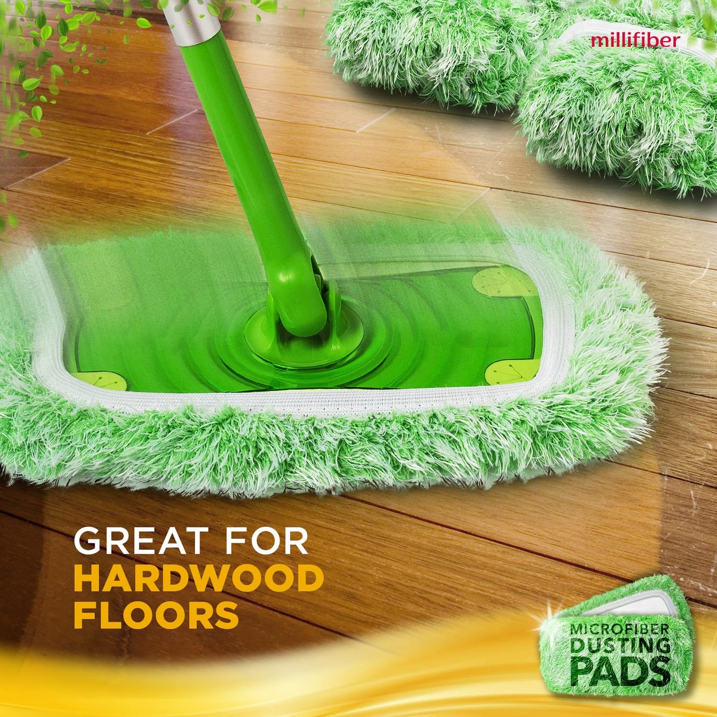 Millifiber Heavy Duty Duster Refills For Swiffer Sweeper Mop (2 Pack) - Reusable Dry Sweeping Pads (Mop Is Not Included)